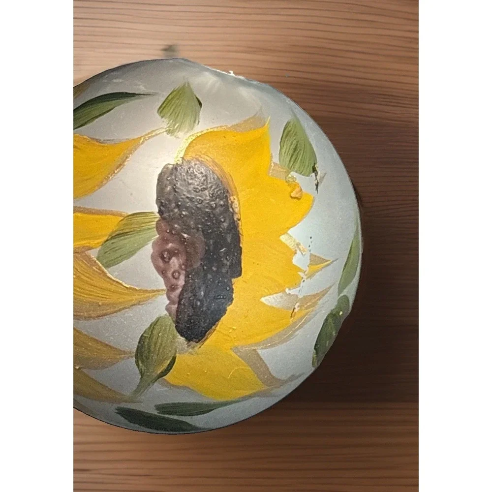 Hand-Painted Ball Ornaments Set 4 Vibrant Sunflower Christmas Thanksgiving